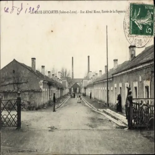 Ak La Haye-Descartes Indre et Loire, Rue Alfred Mame, Entree de la Papeterie