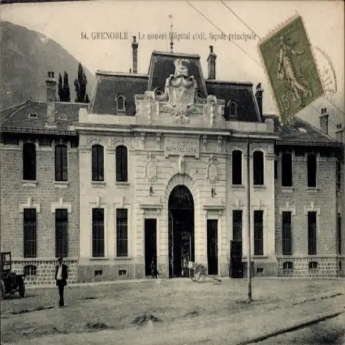 Ak Grenoble Isère, Krankenhaus, Gebäude, Hauptfassade, 54. Grenoble