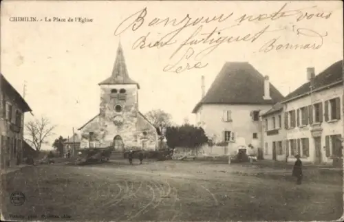 CPA Chimilin Isère, Place de la Église