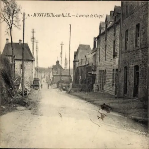 CPA Montreuil sur Ille et Vilaine, L'arrivée de Guipel
