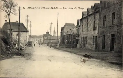 CPA Montreuil sur Ille et Vilaine, L'arrivée de Guipel