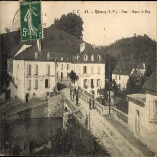 CPA Rébénacq Pyrénées Atlantiques, Pont, Route de Pau