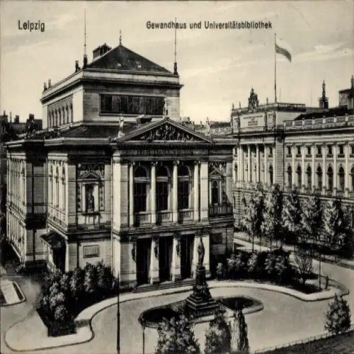 Ak Leipzig, Gewandhaus, Universitätsbibliothek, Leipziger Architektur, Stadtansicht