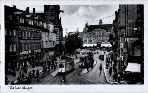Ak Erfurt in Thüringen, Anger, Straßenbahnen