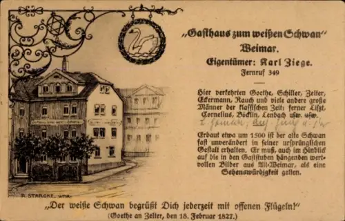 Ak Weimar in Thüringen, Gasthof zum weißen Schwan