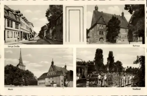 Ak Sömmerda in Thüringen, Lange Straße, Rathaus, Markt, Städtisches Bad