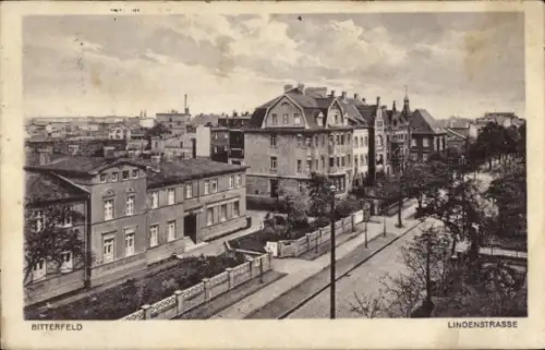 Ak Bitterfeld in Sachsen Anhalt,  Lindenstraße,  Gebäude, Straßenansicht