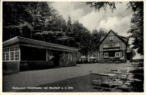 Ak Neustadt an der Orla, Restaurant Waldfrieden, idyllische Umgebung, Sommerfrische, Waldwege, un