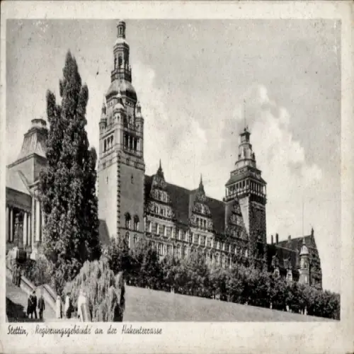 Ak Szczecin Stettin Pommern, Regierungsgebäude, Hakenterrasse