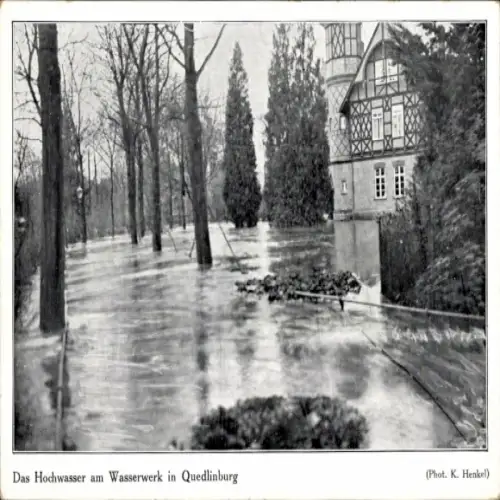 Ak Quedlinburg im Harz, Hochwasser der Bode 1925, am Wasserwerk