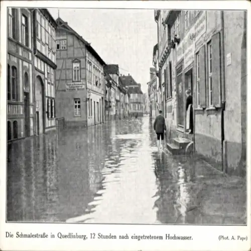 Ak Quedlinburg im Harz, Hochwasser der Bode 1925, Schmalestraße