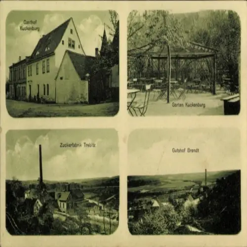 Ak Trebitz an der Saale Salzatal Sachsen Anhalt, Gasthof Kuckenburg, Zuckerfabrik, Gutshof Brandt