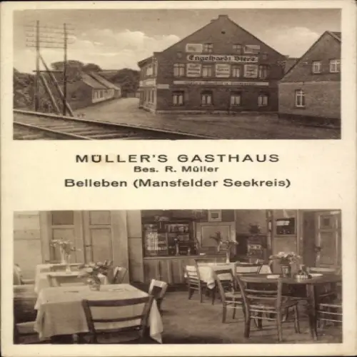 Ak Belleben Könnern im Salzlandkreis, Müllers Gasthaus, Innenansicht