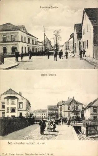 Ak Münchenbernsdorf in Thüringen, Akazienstraße, Bachstraße