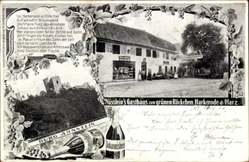 Ak Harkerode Arnstein im Südharz, Burg Arnstein, Nüsslein's Gasthaus zum grünen Röckchen