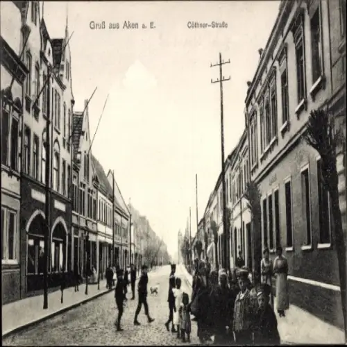 Ak Aken an der Elbe Sachsen Anhalt,  Cöthner-Straße