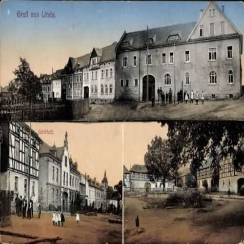 Ak Bad Linda Pausa im Vogtland, Teilansichten, Gasthof