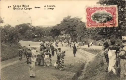 Ganzsachen Ak Boma Congo Belge DR Kongo Zaire, Le Dimanche