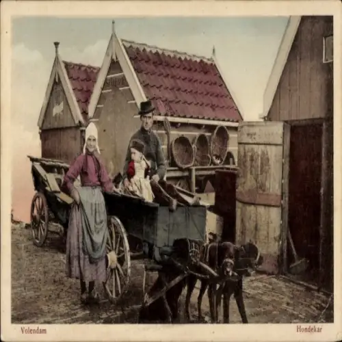 Ak Volendam Nordholland Niederlande, Arbeitshunde, Hundekarren