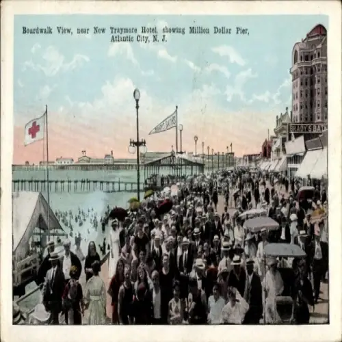 Ak Atlantic City New Jersey USA, Bilder von der Strandpromenade, New Traymore Hotel, Million Doll