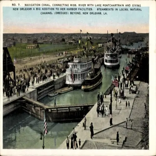 Ak New Orleans Louisiana USA, Navigation Canal, Mississippi River, Lake Pontchartrain, Dampfer, H