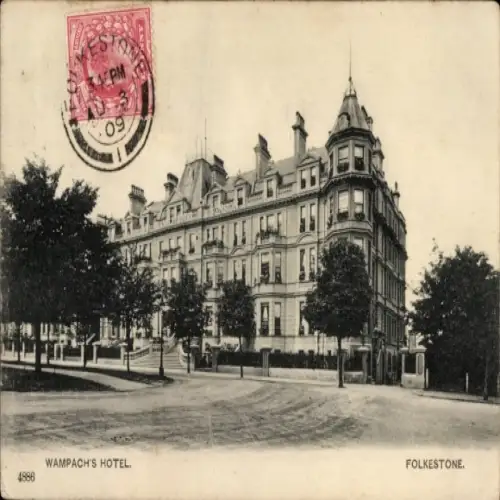 Ak Folkestone Kent England, Wampach's Hotel,   Architektur, Poststempel