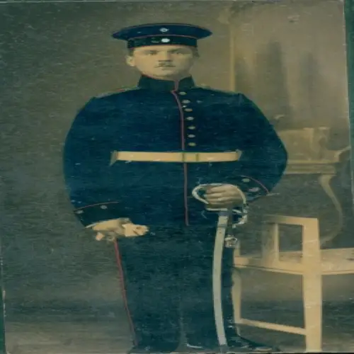CdV Foto Porträt Deutscher Soldat, Kaiserreich, Säbel