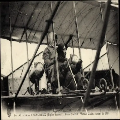 Ak Lyon Aviation, Herr und Frau Legagneux, Sommer-Doppeldecker