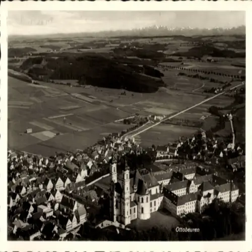 Ak Ottobeuren in Oberschwaben Allgäu, Luftaufnahme von  Kloster, Landschaft,  Gebäude