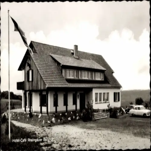 Ak Ransel Lorch im Rheingau Hessen, Hotel-Café Rheingauer Berghof,  1960 erbaut, sonnige Terrasse
