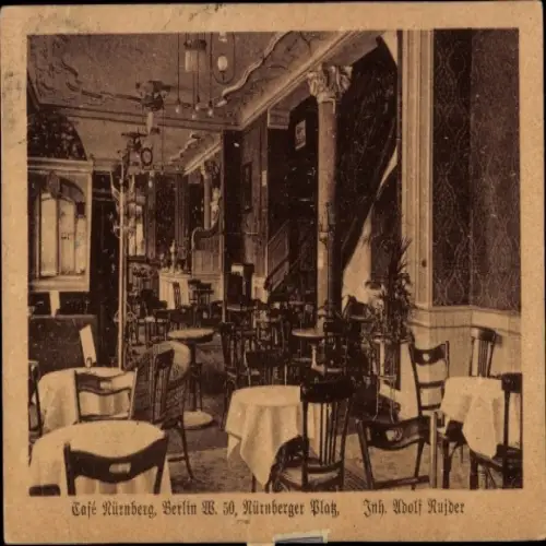 Ak Berlin Wilmersdorf, Café Nürnberg, Nürnberger Platz, Innenansicht