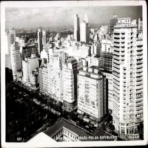 Ak São Paulo Brasilien, Praça da República, Luftbild