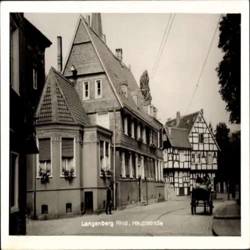 Ak Langenberg Gera in Thüringen, Häuserzeilen, Hauptstraße,  Architektur, Pferdewagen
