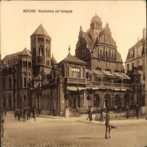 Ak München Bayern,  Künstlerhaus, Synagoge,  Architektur