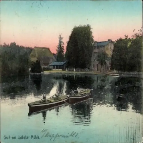 Ak Lasbek in Schleswig-Holstein, Lasbeker Mühle, Ruderboote