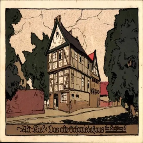 Steindruck Ak Kiel, altes Schmiedehaus