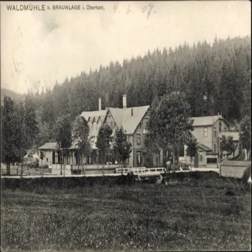Ak Braunlage im Harz, Waldmühle, Oberharz, Waldlandschaft, Hotelgebäude, ruhige Umgebung