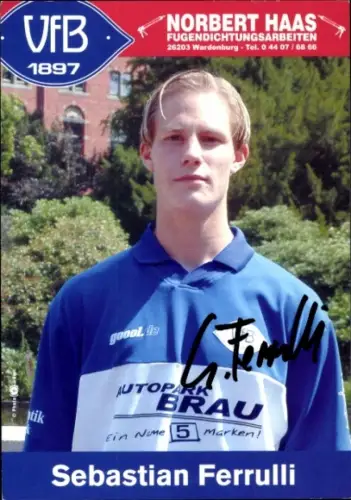 Autogrammkarte Fußballer Sebastian Ferrulli, VFB Oldenburg, Autogramm