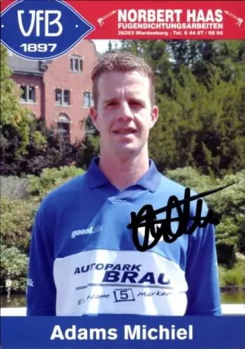Autogrammkarte Fußballer Adams Michiel, VFB Oldenburg, Autogramm