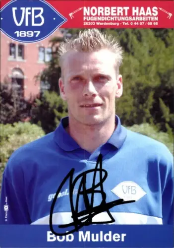 Autogrammkarte Fußballer Bob Mulder, VFB Oldenburg, Autogramm