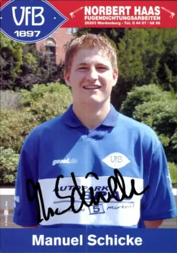 Autogrammkarte Fußballer Manuel Schicke, VFB Oldenburg, Autogramm