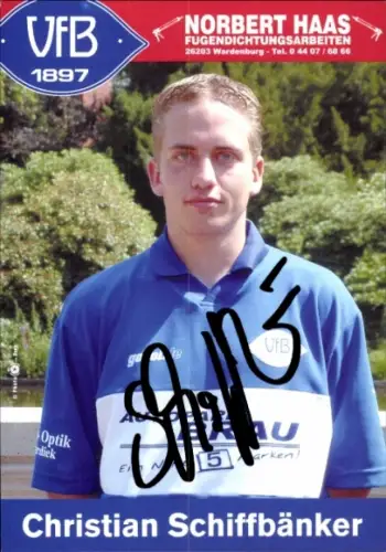 Autogrammkarte Fußballer Christian Schiffbänker, VFB Oldenburg, Autogramm