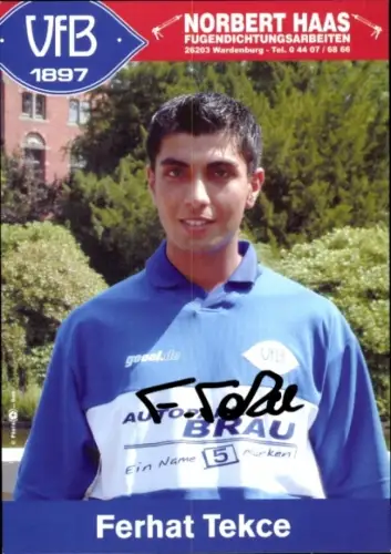 Autogrammkarte Fußballer Ferhat Tekce, VFB Oldenburg, Autogramm