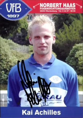 Autogrammkarte Fußballer Kai Achilles, VFB Oldenburg, Autogramm