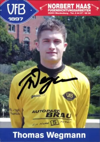 Autogrammkarte Thomas Wegmann, VFB Oldenburg, Autogramm