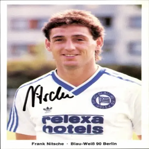 Autogrammkarte Fußballer Frank Nitsche, Blau Weiß 90 Berlin, Autogramm