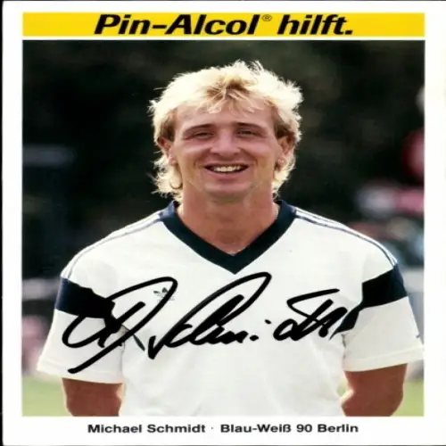 Autogrammkarte Fußballer Michael Schmidt, Blau Weiß 90 Berlin, Autogramm