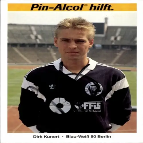 Autogrammkarte Fußballer Dirk Kunert, Blau Weiß 90 Berlin, Autogramm