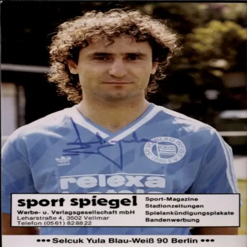 Autogrammkarte Fußballer Selcuk Yula, Blau Weiß 90 Berlin, Autogramm