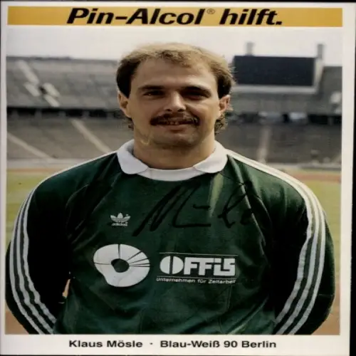 Autogrammkarte Fußballer Klaus Mösle, Blau Weiß 90 Berlin, Autogramm